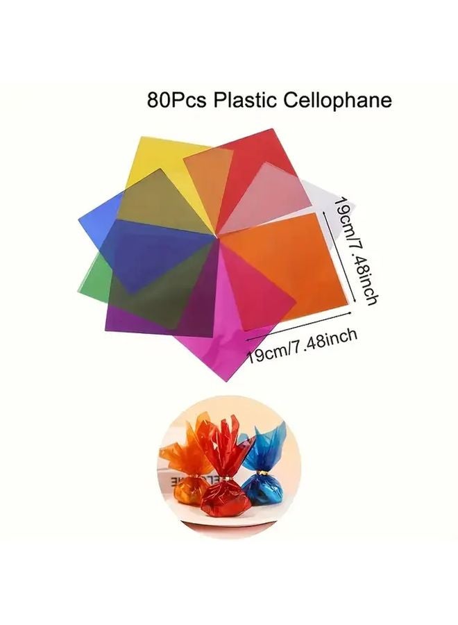 Mix Colors Transparent Film Paper 80 Sheets 7 5x7 5 Inches For DIY Crafts Gift Wrapping Eid Decorations - Image 5